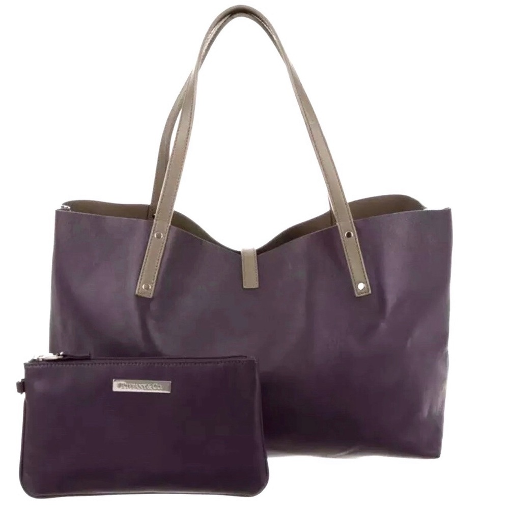 TIFFANY & CO. LEATHER REVERSIBLE TOTE W/CLUTCH